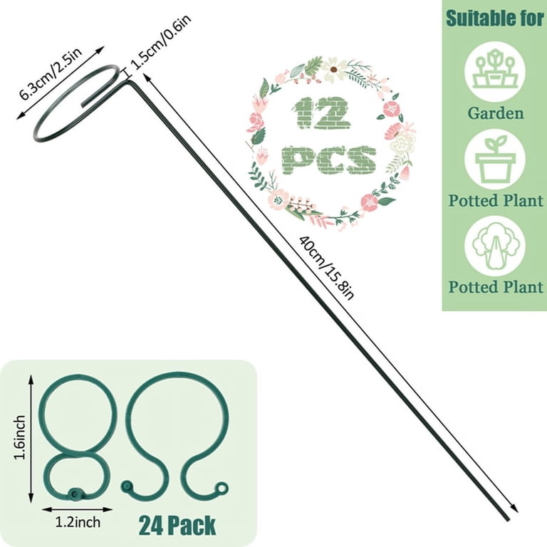 Hengguang Plant Support Stakes 40cm, Green (12-Pack) photo 2
