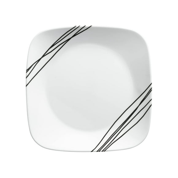Corelle Vitrelle 4-Pieces 8.5"" Glass Salad/Appetizer Plates, Chip & Crack Resistant Glass Dinnerware Set Plates, Simple Sketch