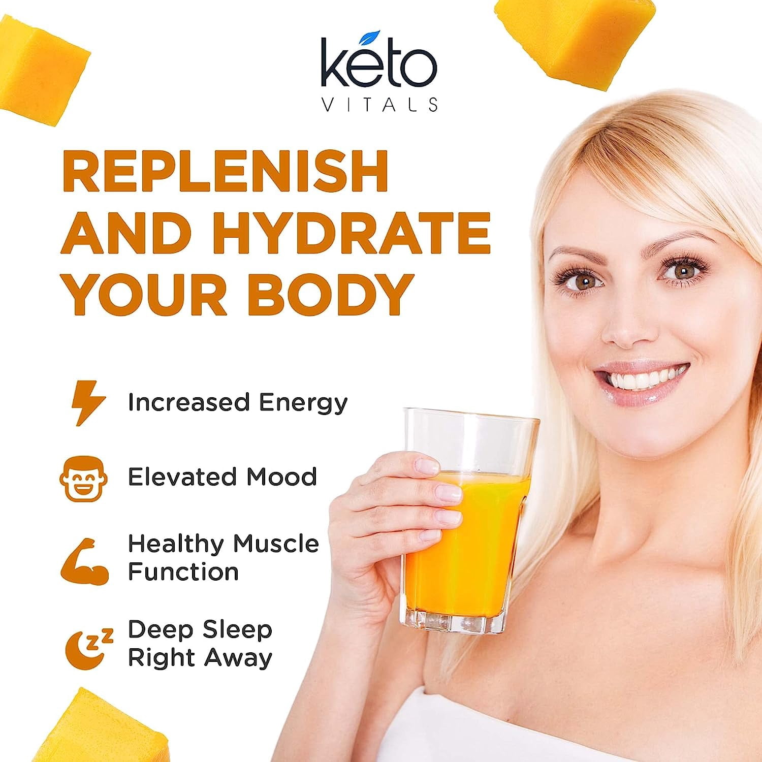 Keto Vitals Keto Electrolytes Powder for Hydration, Sleep, Energy, Muscle Function Mango
