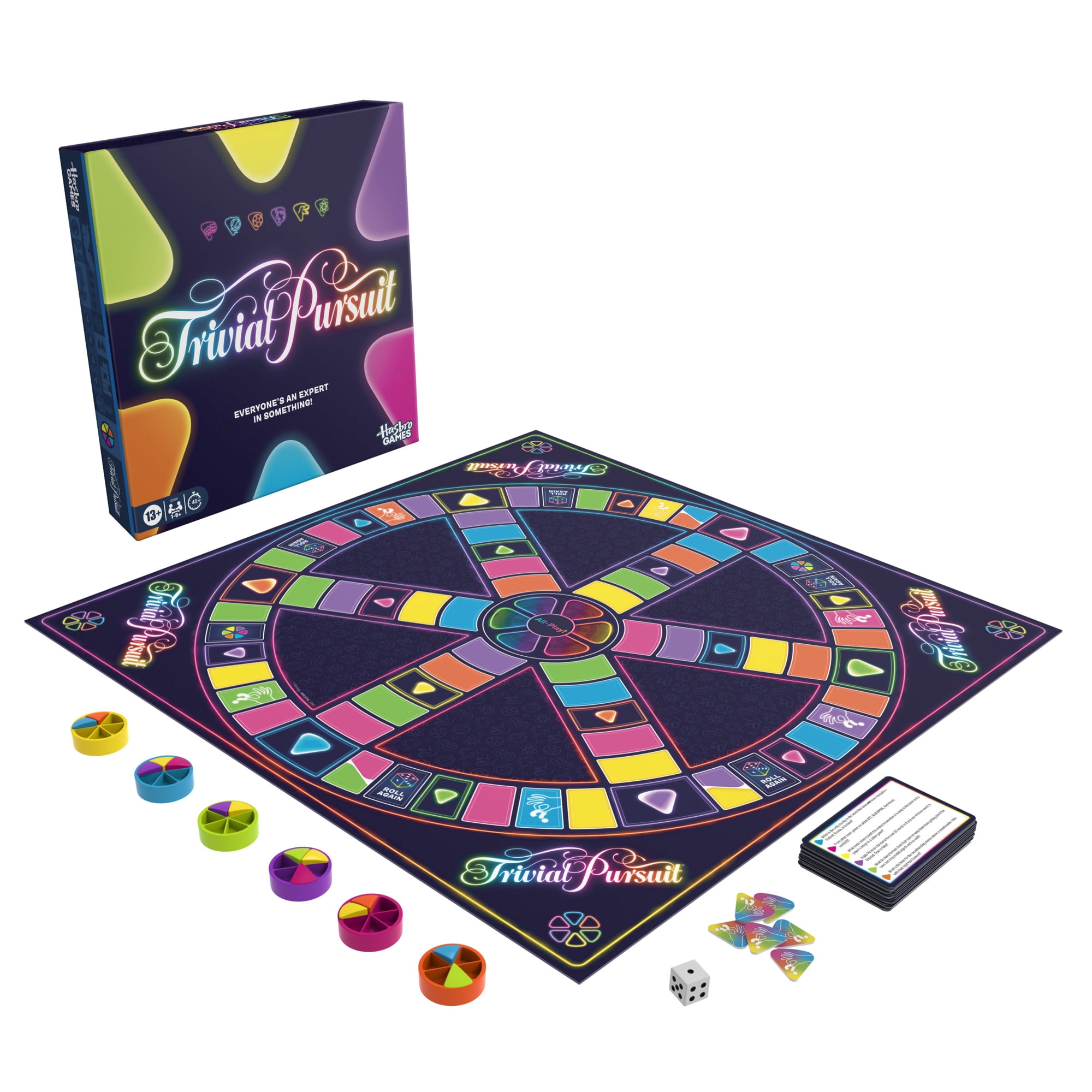 Trivial Pursuit Board Game with Updated Features, Trivia Party Games, 45 Mins, Adults, Teens, Ages 13+