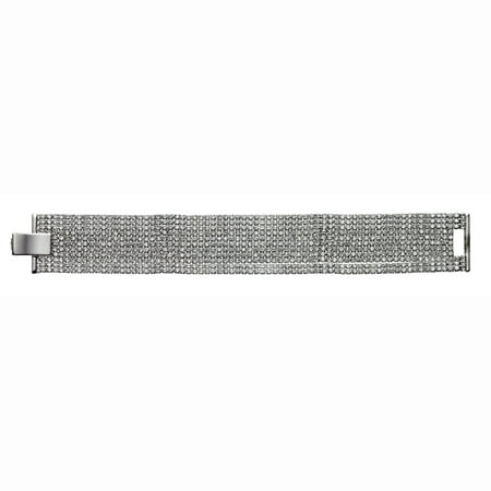 X & O Handset Austrian Crystal Black Rhodium-Plated Eleven-Row Bracelet
