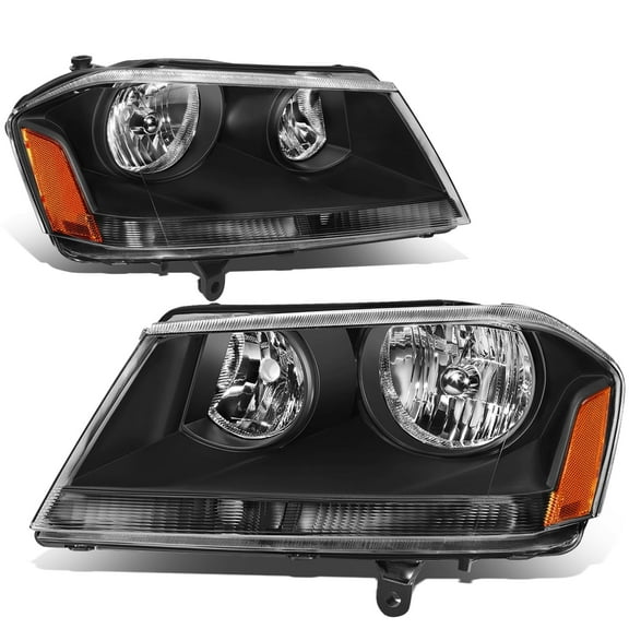 DNA Motoring For 08-14 Dodge Avenger Factory Style Black Amber Corner Headlight Lamps Pair L R