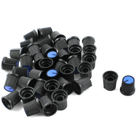 Stereo Knobs - Unique Bargains 40Pcs 6mm Knurled Shaft Blue Top Stereo Radio Potentiometer Volume Knob Cap