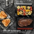 thumbnail image 3 of OVENTE Electric Indoor Panini Press Grill and Sandwich Maker with Non-Stick Coated Plates, Cool-Touch Handle and Removable Drip Tray, Opens 180 Degrees to Fit Any Type or Size of Food, Red GP0620R, 3 of 11
