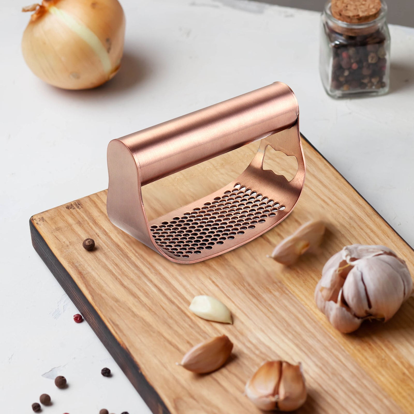 Presse Ail Pour Cuisine Presse-ail En Inox - Bascule Rapide - Avec éplucheur Et Décapsuleur - Gain De Temps En Cuisine Hachoir Ail Inox