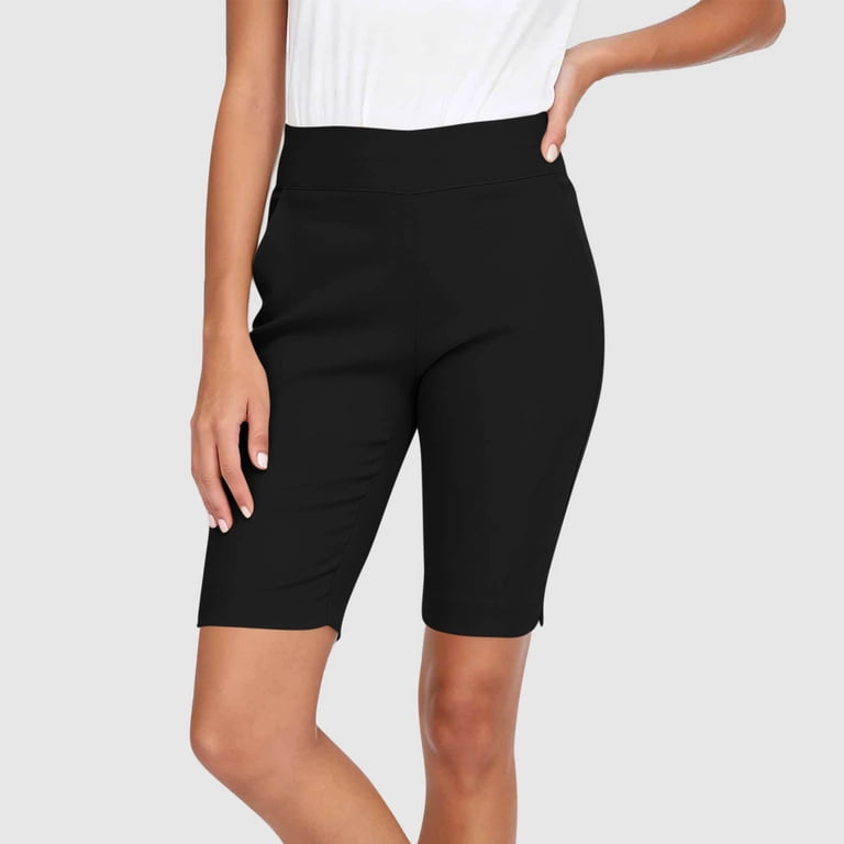 black dress shoes with shorts for Women Women's Elastic High Waist Shorts, Lightweight Regular Fits Short Pants Pockets, Summer Side Split Comfy Travel Bottoms XL Style:01743 Feature_Bra_Friendly and breathability for all Cxenplz Crinoline Underskirt for