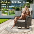 thumbnail image 2 of PARKWELL 3-Piece Patio Wicker Chairs Swivel Rocker Set,Outdoor High Back Swivel Glider Rocking Lounge Chairs with Side Table for Patio Deck Garden,Brown/Beige, 2 of 8