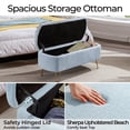 thumbnail image 3 of Othniel 39" Blue Boucle Storage Ottoman Bench Gold Legs Modern Footrest for Living Room Bedroom, 3 of 8