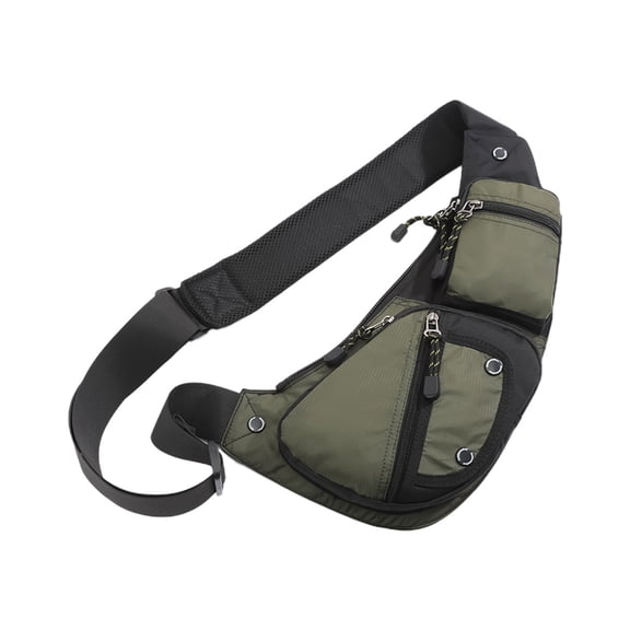 Nylon Chest Bag for Men Women Water-Resistant,Multi-Pocket body Sling Bag Fashion Shoulder Bag with Adjustable Strap for Travel Commuting Sports Outdoor