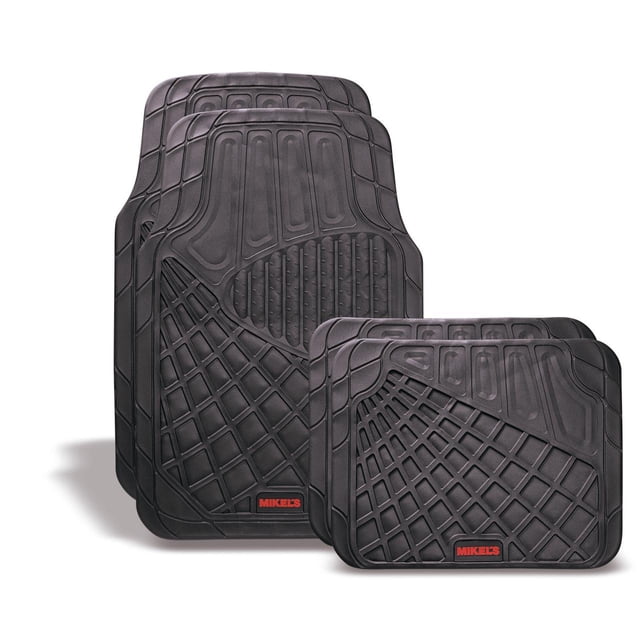 Tapetes Auto MIKELS Negro De Lujo 1 Kit Frontales y traseros Antiderrapante Hule nbr 45 x 68 cm 44.5 x 34 cm