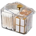 thumbnail image 3 of Caja Almacenamiento Cosméticos Con Soporte para Bolas Algodón Plástico Transparente 2 Ranuras Tocador Y Baño, 3 of 9
