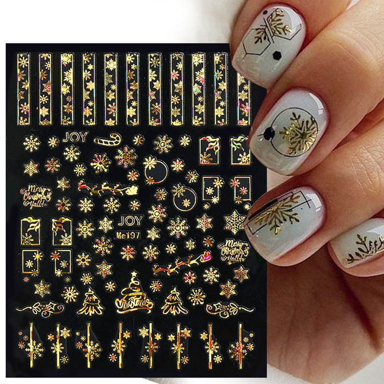 opvise Xmas Nail Sticker Self Adhesive Vibrant Color Ultra Thin