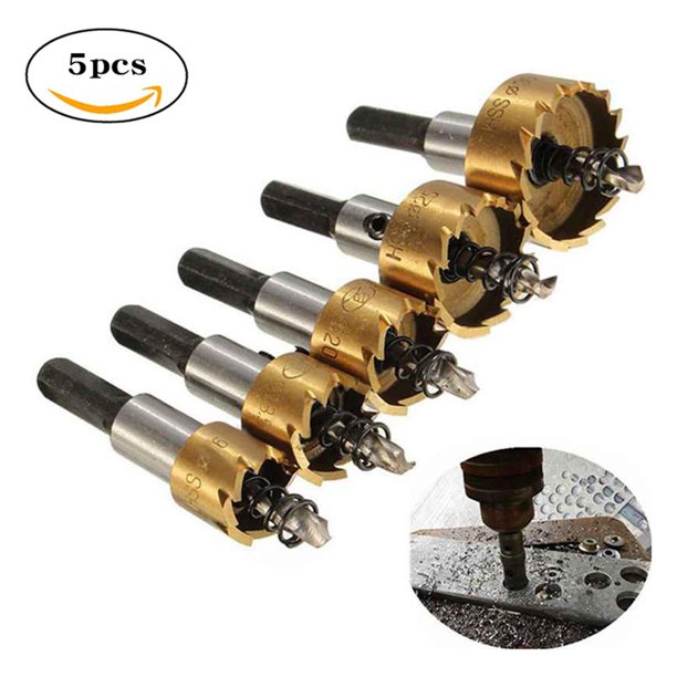 de Brocas HSS, Agujeros de Perforación de 16mm/18,5mm/20mm/25mm/30mm, Piezas Multifuncionales de Taladro, 5 Uds., Abridor de Agujeros para Carpi Oro DYNWAVEMX Cortador de brocas