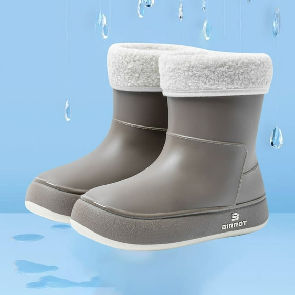 HAOTAGS Womens Rain Boots, Rainy Day Wear Waterproof Casual Boots Gray 5.5