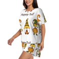 thumbnail image 2 of Kdxio Happy Fall Print Pajamas Sets for Women Short-Sleeved Pjs with Lounge Shorts Two Piece Sleepwear S-4XL, 2 of 5