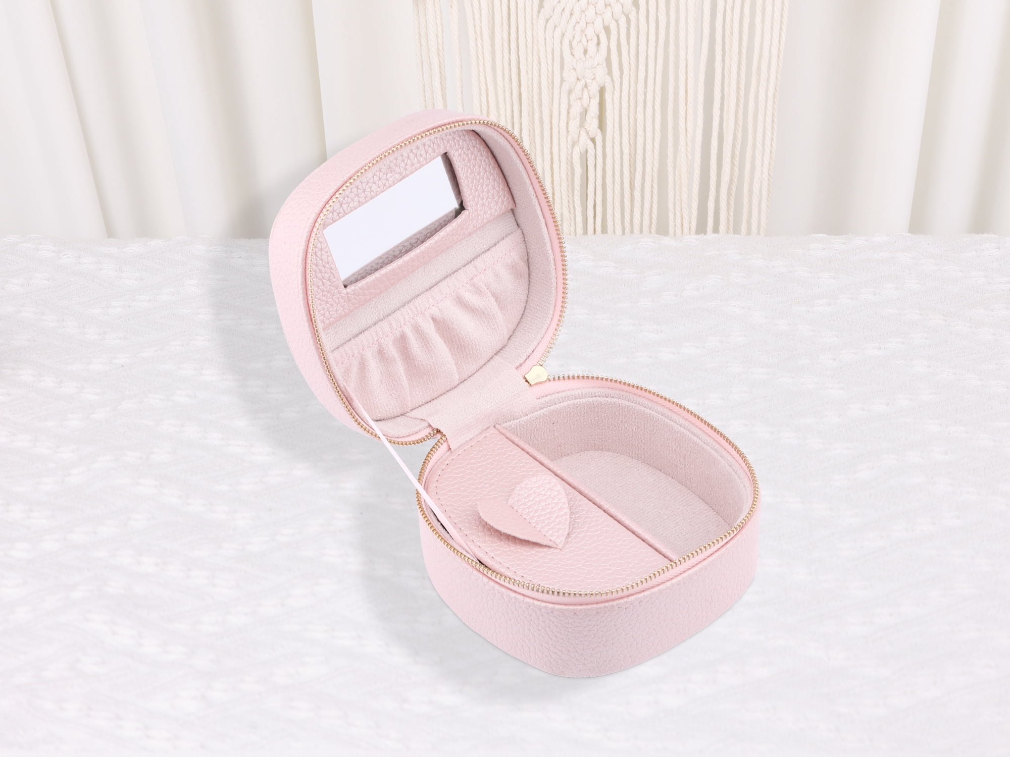 Unique Bargains PU Leather Travel Jewelry Box with Mirror Pink