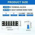 thumbnail image 2 of Uxcell 3Pcs Terminal Block 300V 20A Dual Rows 5P Terminals Barrier PA66 with 30Pcs 16A Heat Shrink Wire Fork Connectors, 2 of 5