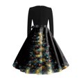 thumbnail image 3 of Women's Fashionable and Elegant Winter Long-sleeved Christmas Tree Print Dress for Holiday Parties and Casual Wear, Stylish Women's Seasonal Dress,Gray,2XL, 3 of 4