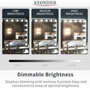 Keonjinn Hollywood Makeup Mirror Black Vanity Mirror with Lights, 23x18 Large Bedroom Makeup Mirror with Lights 15 Replaceable LED Bulbs Dimmable 3 Color Lighting Modes