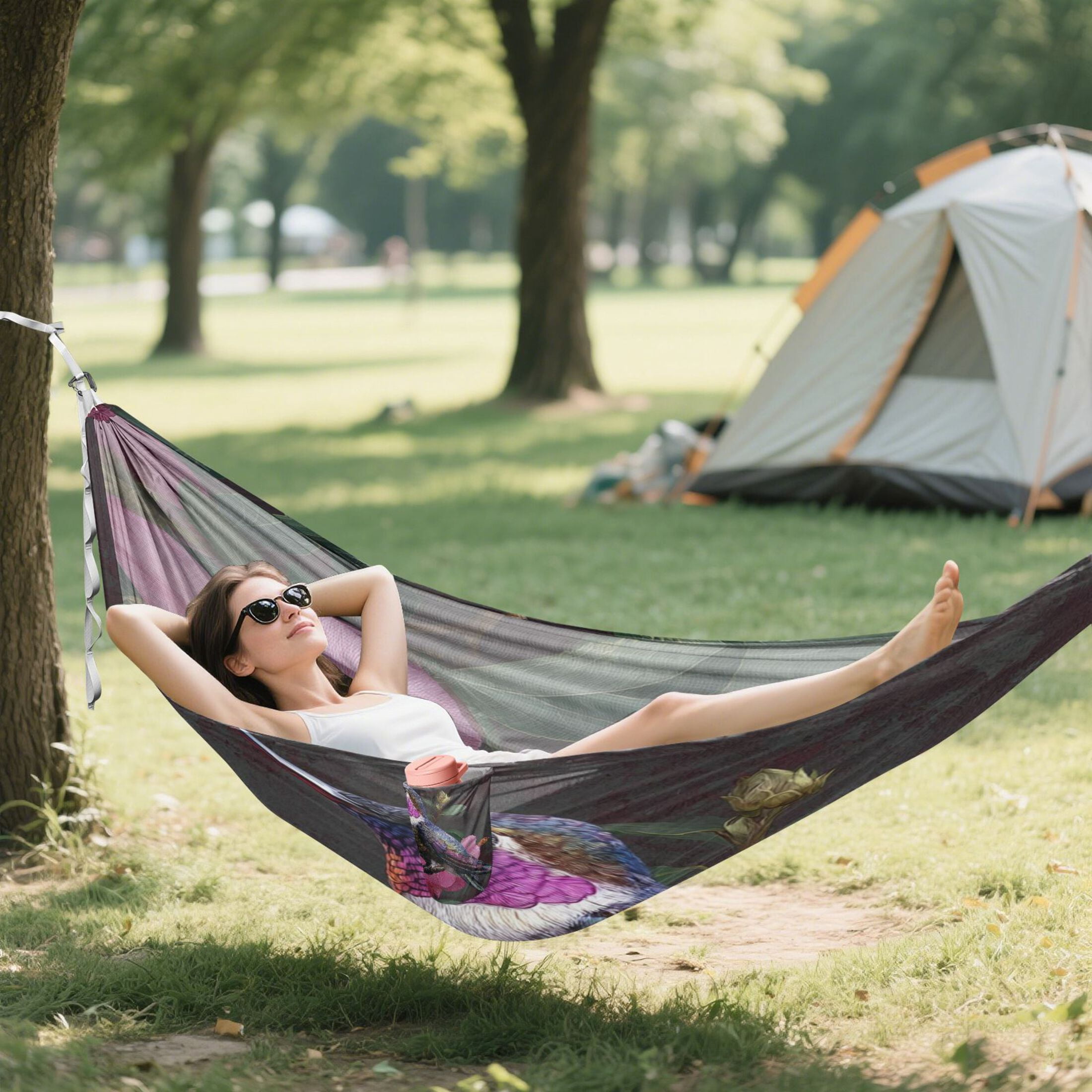 Hanging Hammock Portable Travel Camping For Outdooor Beach Camping Hiking A Beautiful Hummingbird