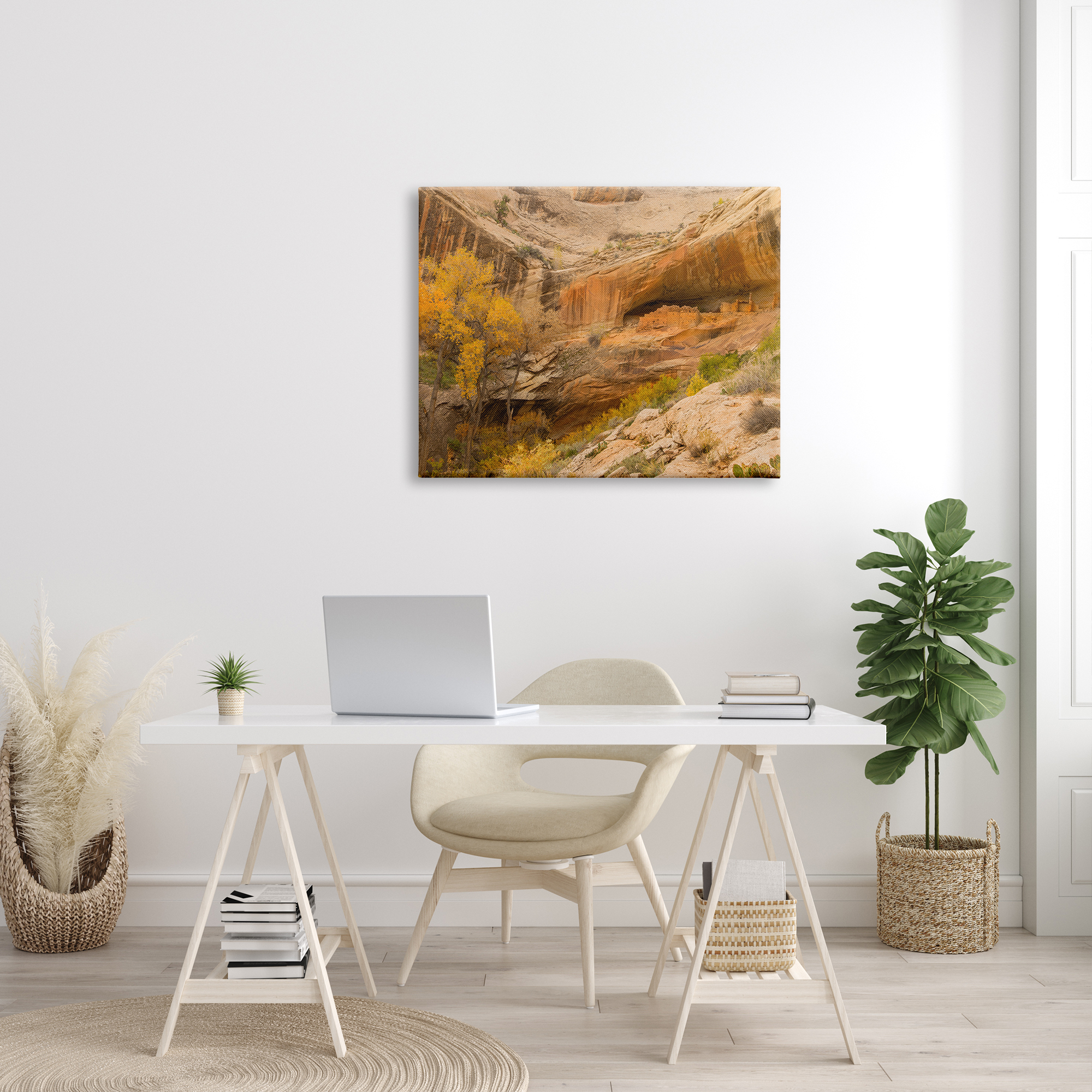 Stupell Industries Desert Foliage Landscape Southwestern Canyon Cliff Nature Photography Gallery Wrapped Canvas Print Wall Art, 30 x 40