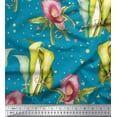 thumbnail image 1 of Soimoi Green Velvet Fabric Triangle,Leaves & Lily Flower Print Fabric by The Yard 58 Inch Wide, 1 of 1