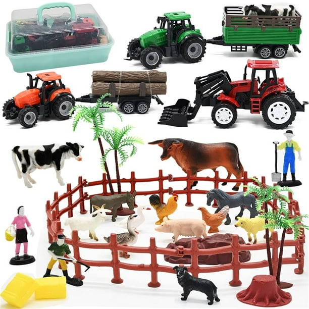 Set de juego WODMAZ con figuras de animales de granja, 40 unidades, con tractor, 3+