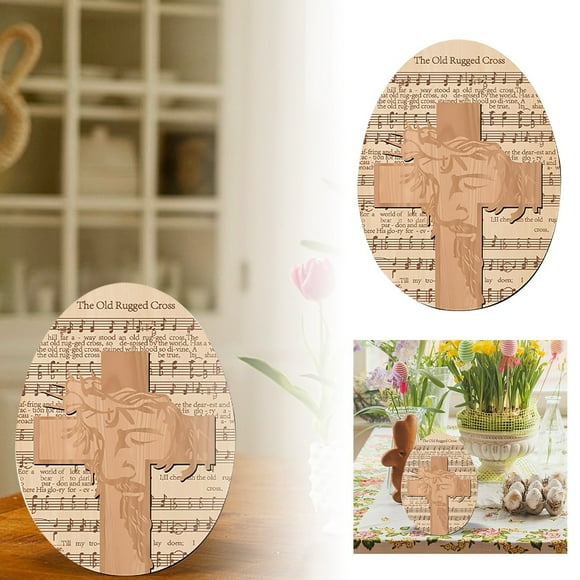 ERK Easter Decor Wooden Easter Egg Home Unique Centerpiece Table Decorations Catholic Easter Sunday For Tiered Tray Church Shelf Desk
