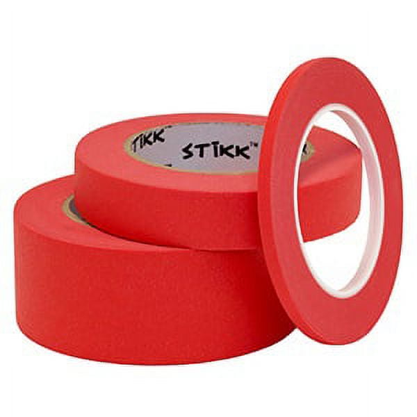 3 pk 1 inch x 60yd STIKK Red Painters Tape 14 Day Easy Removal Trim Edge  Finishing Decorative Marking Masking Tape (.94 in 2