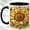 Black, variant on Jewel Style Sunflower Coffee Mug, Floral Art Mug, Ceramic 11 oz