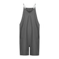 thumbnail image 3 of hopeusnice Women's Pants solid color lounge shorts spaghetti strap pockets workout vacation Casual Beach Fashion Summer sleeveless jumpsuits romper Overalls Gray M, 3 of 5
