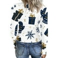 thumbnail image 3 of Women Christmas Rib Knit Long Sleeve Slim Fit Shirts Spring Fall Casual Holiday Tee Tops Crew Neck Christmas T-Shirt Going Out Trendy Clothes, 3 of 5