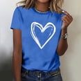 thumbnail image 4 of Hauts pour Femmes Saint-Valentin Manches Courtes Imprimé Cœur Col Rond T-Shirt Décontracté Bleu TTG, 4 of 6