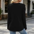 thumbnail image 6 of Staron Fall Winter Sweaters for Women Casual Pullover Ribbed Puff Sleeve Round Neck Long Sleeve Solid Slim Knitted Tops, Black L, 6 of 7