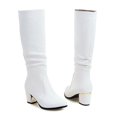 thumbnail image 6 of Women's Fashion Knee High Boots Fall Winter Wide Calf Chunky Heel Square Toe Faux Suede, 6 of 8