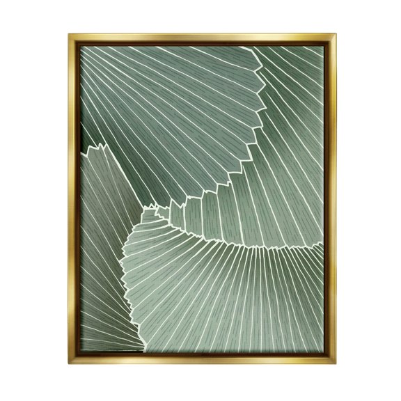 Modern Abstract Patterned Leaves Botanical & Floral Graphic Art Metallic Gold Framed Art Print Wall Art