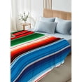 thumbnail image 5 of Twin XL Flat Sheet 66"x102", Mexican Serape Soft Lightweight Bedding Flat Sheets Only, Colorful Stripes Vertical Lines Abstract Brushed Microfiber Top Bed Sheet, Breathable StainResistant Bedsheets, 5 of 9