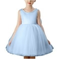 thumbnail image 1 of Bwiyojiz Robe Formelle pour Enfants Tailles 100-150 Sans Manches en Mousseline Princesse, Bleu, 1 of 4
