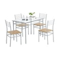 thumbnail image 5 of Imerelez 43 inch Iron Glass Dining Table and Chairs Silver One Table and Four Chairs MDF Cushion, 5 of 7