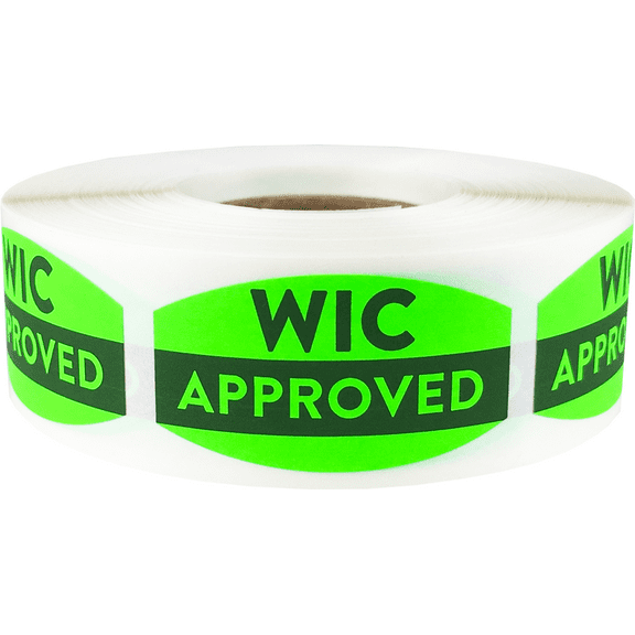 WIC Approved Grocery Store Food Labels .75 x 1.375 inch Oval Shape 500 Total Adhesive Stickers