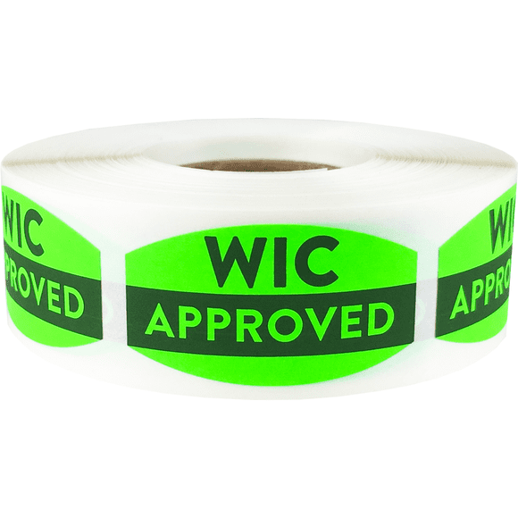 WIC Approved Grocery Store Food Labels .75 x 1.375 inch Oval Shape 500 Total Adhesive Stickers