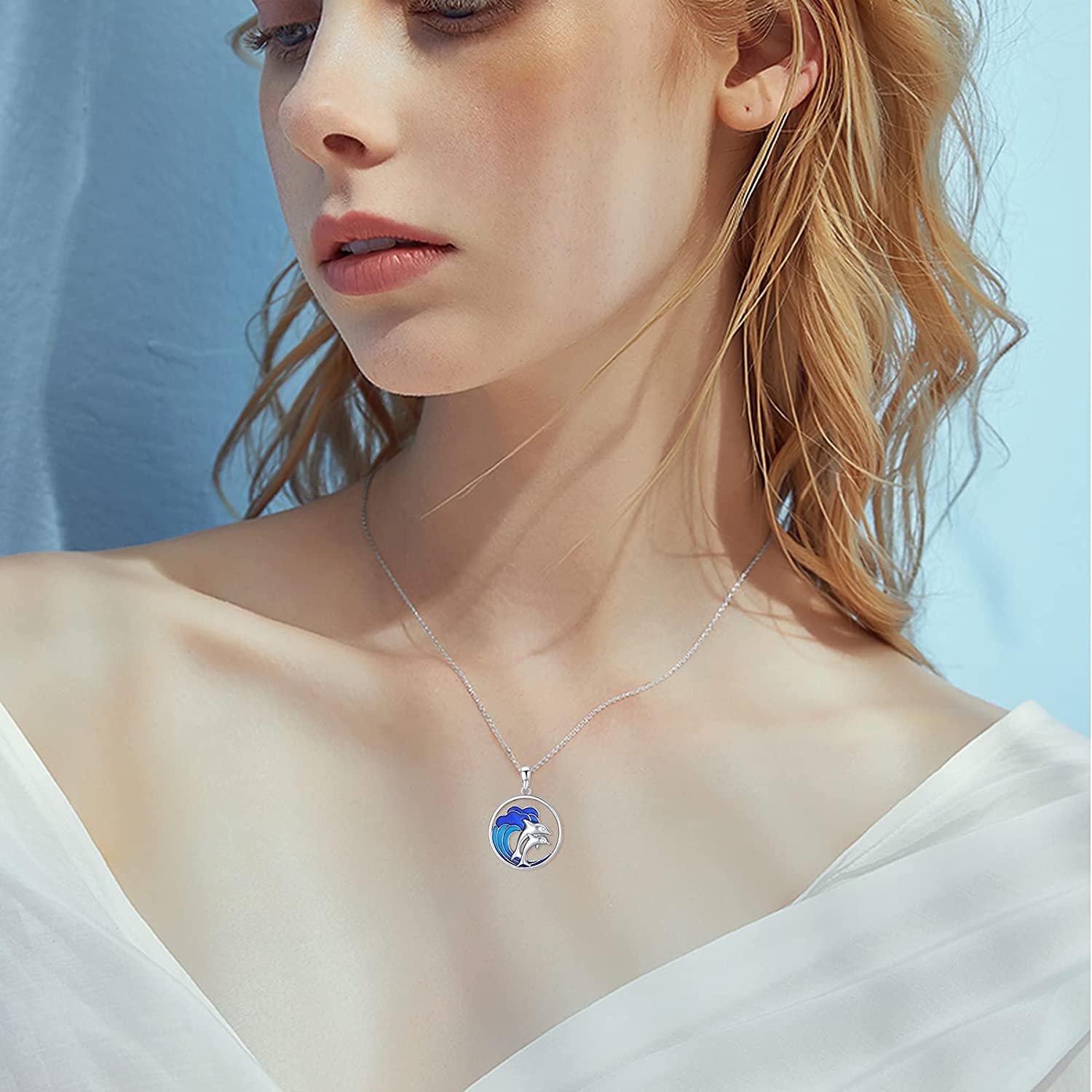 Dolphin Necklace, 925 Sterling Silver 