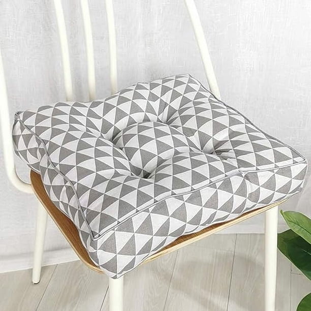 Xiao Hua Cojines bohemios suaves para silla de patio, para interior, oficina, hogar, cocina, cojín cuadrado para silla de comedor, cojín triangular gris de 45,7 x 45,7 x 10 cm