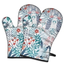 Cute Oven Mitts,Pioneer Flower Floral Print Pattern Oven Mitt 2-Pack Set,Kitchen Gloves for Oven,Heat Resistant Oven Mitts 7.7"x12"