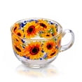 thumbnail image 4 of STP GOODS Sunflowers Glass Mug Set of 2 pcs 15.2 fl oz (450 ml) Tea Mugs for Hot Beverages Coffee and Tea Mugs for Latte Cocoa Chocolate Glass Drinkware, Service for 2, Yellow Green Clear, 4 of 4