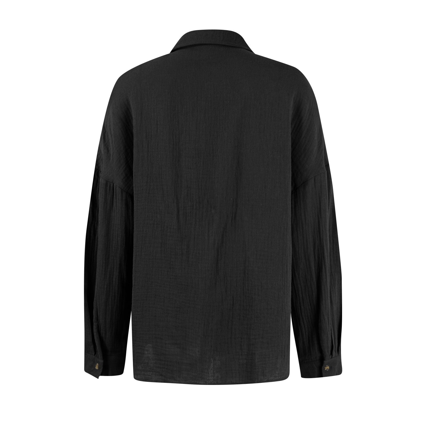 Mohiass Oversized Button Down Shirts for Women Cotton Linen Boyfriend Long Sleeve Work Blouses Tops Black XL