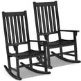 thumbnail image 1 of Giantex Set of 2 Wooden Rocking Chair, Slatted High Back Wood Rocker, Black, 1 of 10