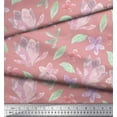 thumbnail image 2 of Soimoi Pink Cotton Duck Fabric Leaves & Periwinkle Floral Print Sewing Fabric Yard 42 Inch Wide, 2 of 3