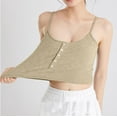 thumbnail image 4 of Jinhomg Womens Cotton Knit Tank Tops Casual Spaghetti Strap Camisole Lightweight Button Down Square Neck Crop Tops Cute Y2K Going Out Wear Beige L, 4 of 7