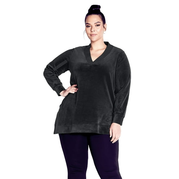 Avenue Women's Plus Size Velour Panel Top